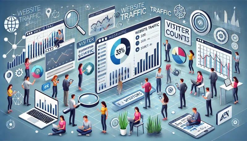 Here's a visually descriptive image to accompany your article, highlighting the flow and analysis of website traffic in a modern, engaging style. Let me know if there's anything else you need for your content or visuals